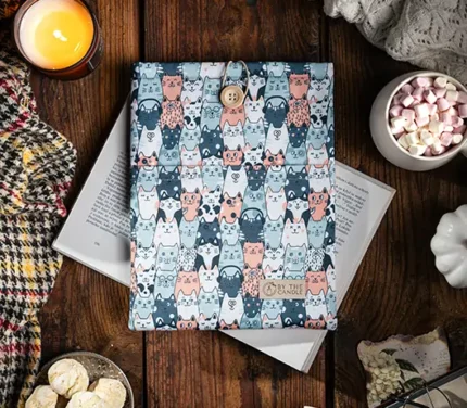 Látkový obal na knihy - booksleeve: Kočky zelené