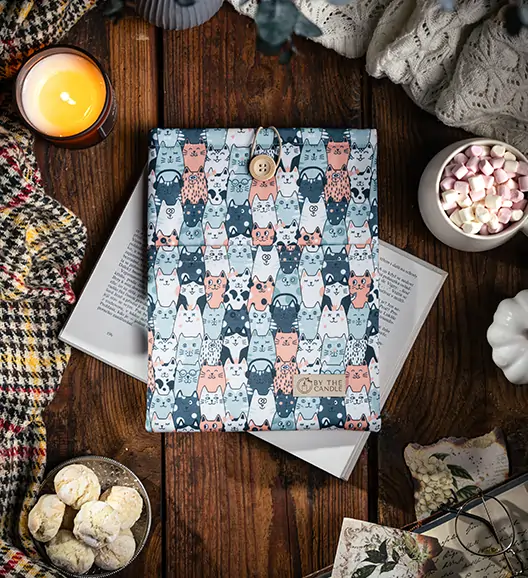 Látkový obal na knihy – booksleeve: Kočky zelené